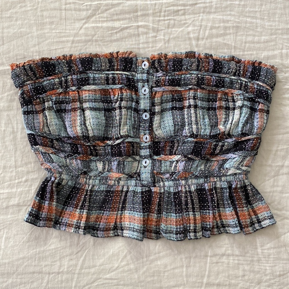 Free People Henrietta Plaid Tube Top